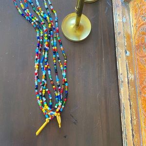 hand beaded upcycled glass boho necklace
